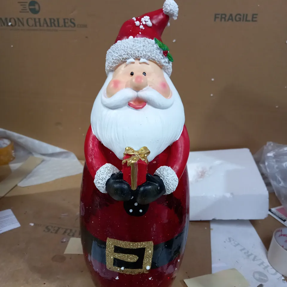 FESTIVE PRE-LIT LARGE GLASS CHRISTMAS CHARACTER - SANTA