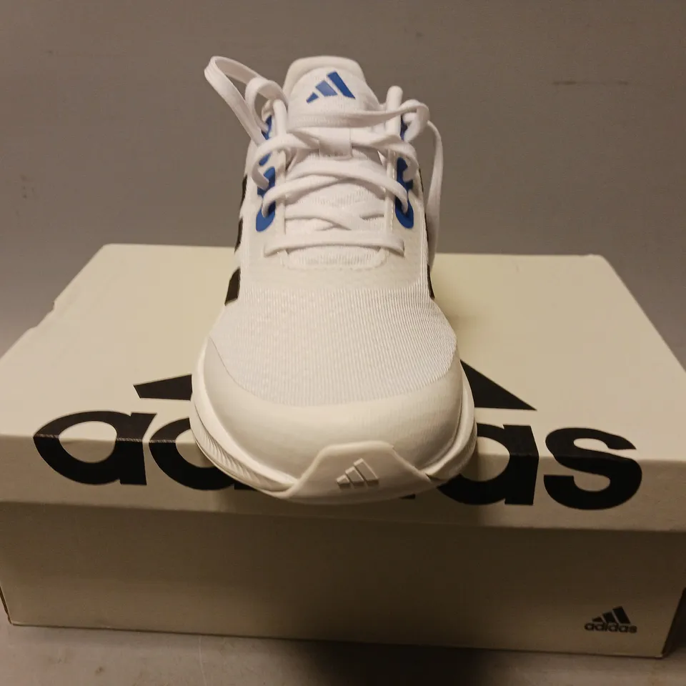 BOXED PAIR OF ADIDAS RUNFALCON 3.0 SHOES IN WHITE/BLACK/LIME/BLUE UK SIZE 5