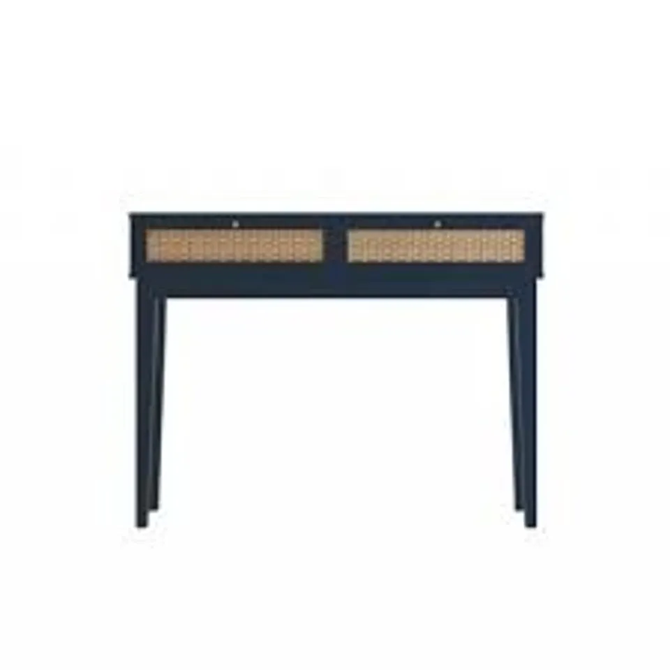 BOXED BORDEAUX 2 DRAWER BLUE RATTAN DRESSING TABLE (1 BOX)