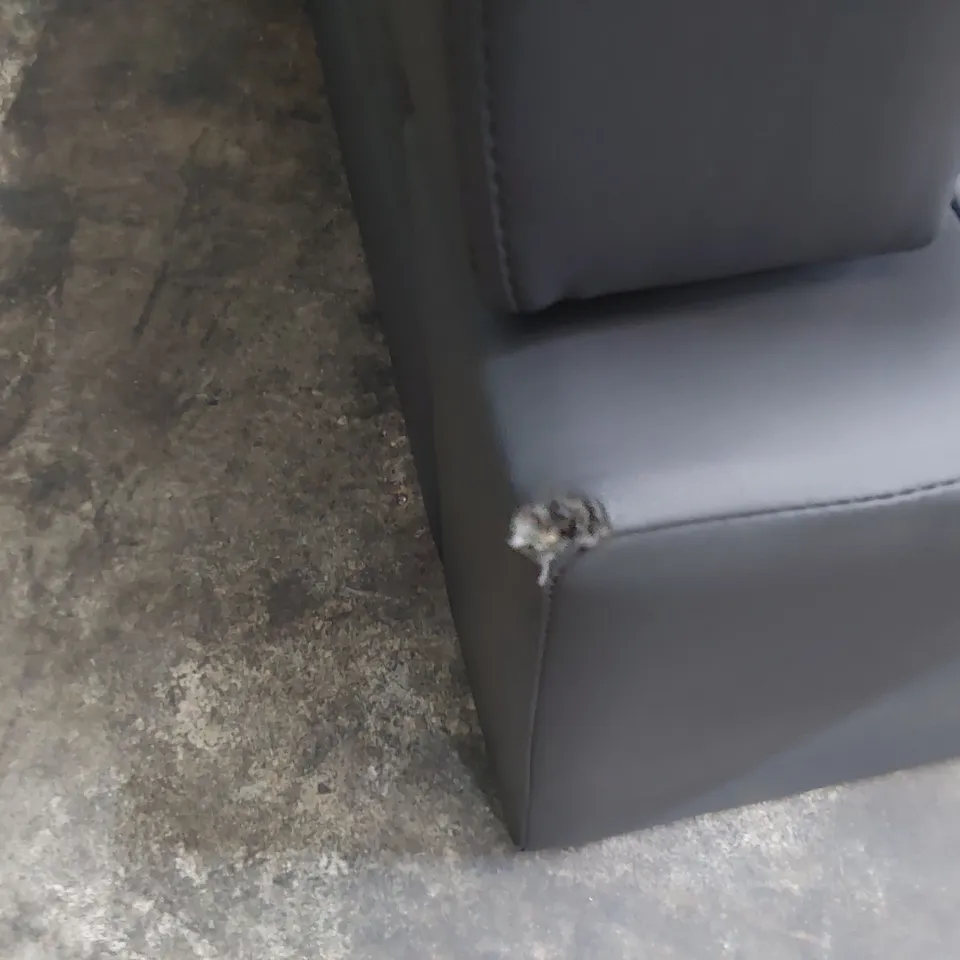 DESIGNER THREE SEATER SOFA GREY LEATHER 