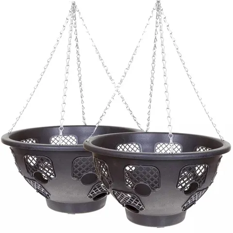 BOXED PAIR OF 15" LARGE EASY FILL HANGING BASKETS