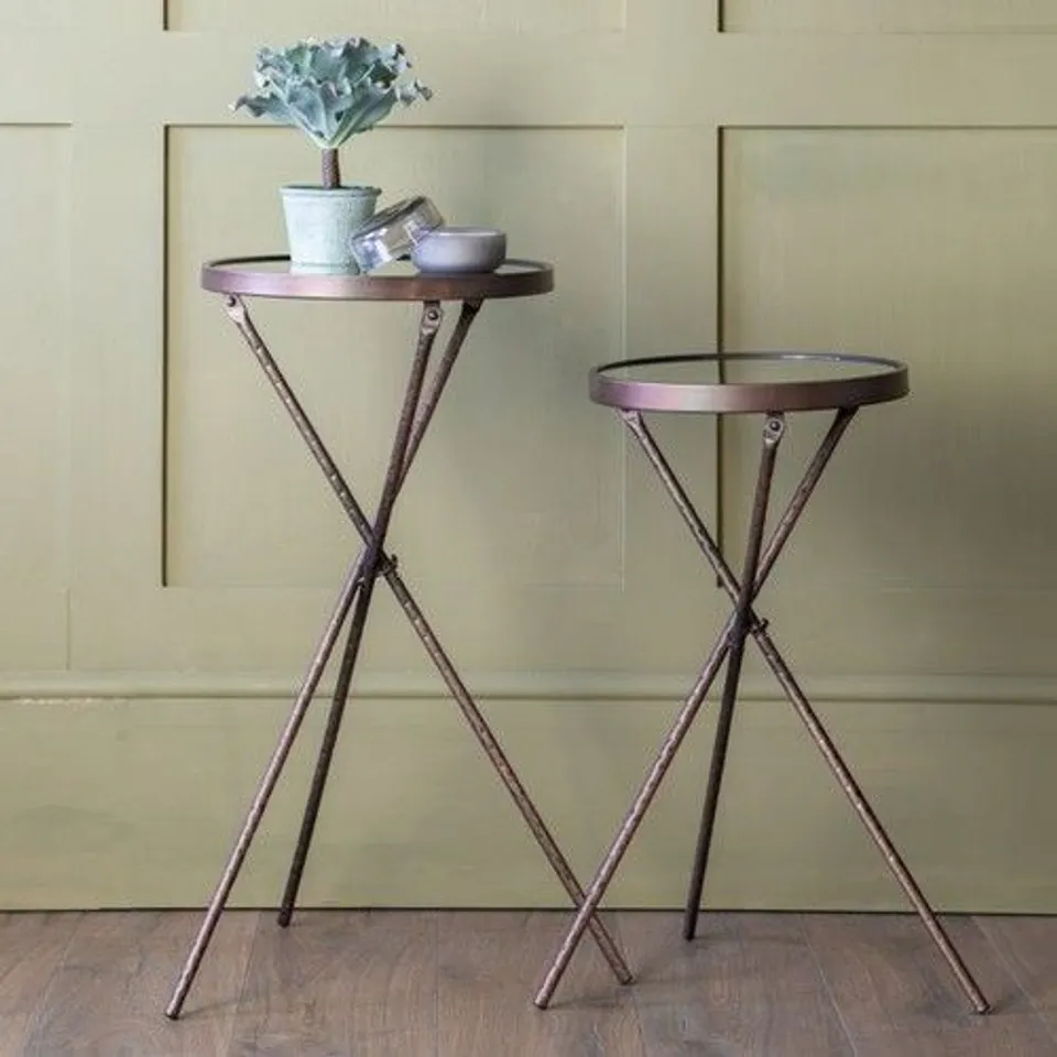 BOXED PAIR OF HANNAH SIDE TABLES IN BRONZE - 1 BOX