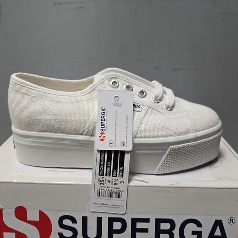 BOXED SUPERGA WOMEN'S WHITE LACE-UP SNEAKERS - UK 3