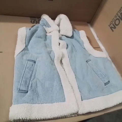 BOX CONTAINING APPROXIMATELY 6 BRAND NEW SIMPLY BE DENIM GILET  LIGHT WASH