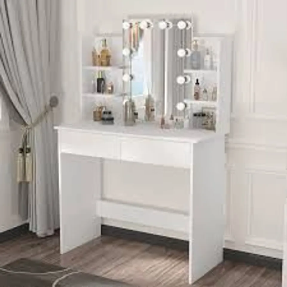 BOXED WOLTU DRESSING TABLE WITH LED LIGHTING, ADJUSTABLE BRIGHTNESS,  2 USB PORTS  (1 BOX)