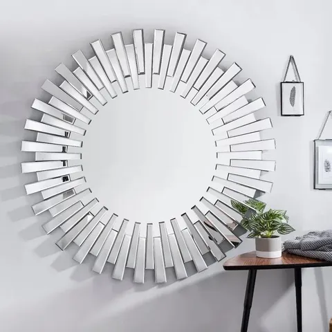 BOXED BARSTON SUNBURST GLASS FRAMED MAIL MOUNTED ACCENT HALLWAY HOLLYWOOD VANITY MIRROR 