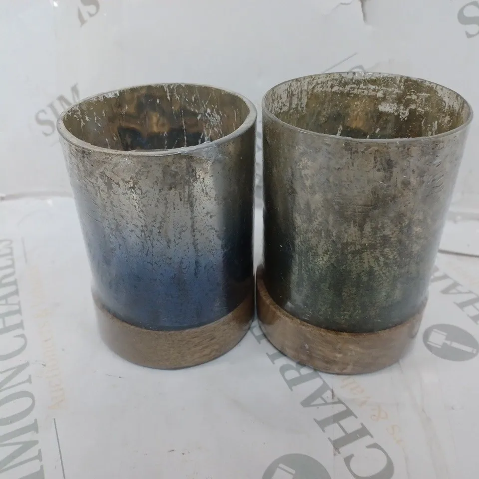 MY HOME STORIES SET OF 2 OMBRE TEALIGHT CANDLE HOLDER