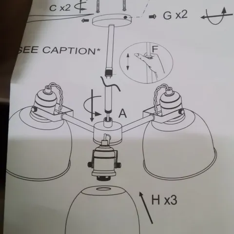 BOXED 3-LIGHT SHADED CHANDELIER 