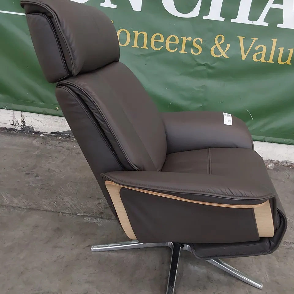 QUALITY BRITISH DESIGNER G PLAN OSLO POWER RECLINING SWIVEL CHAIR CAMBRIDGE EARTHY LEATHER 