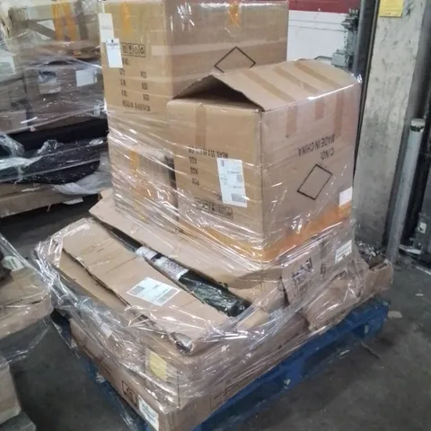 PALLET OF ASSORTED RAW HOUSEHOLD GOODS AND PRODUCTS, INCLUDING INCOMPLETE FURNITURE PARTS