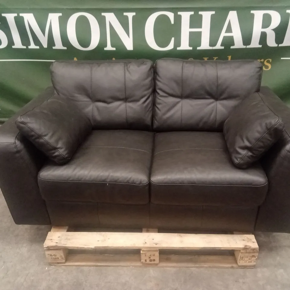 ARDEN ITALIAN LEATHER 2 SEATER SOFA - BLACK RRP £1199