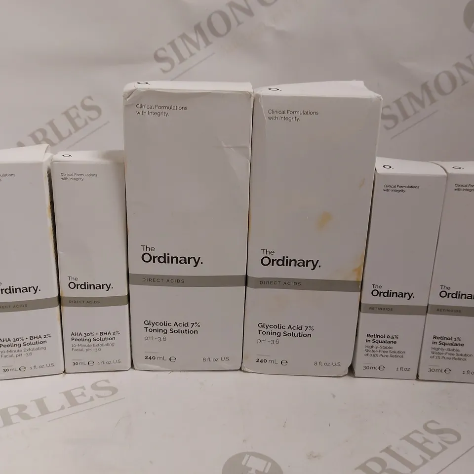APPROX 6 THE ORDINARY ITEMS TO INCLUDE GLYCOLIC ACID, PEELING SOLUTION, RETINOL IN SQUALANE
