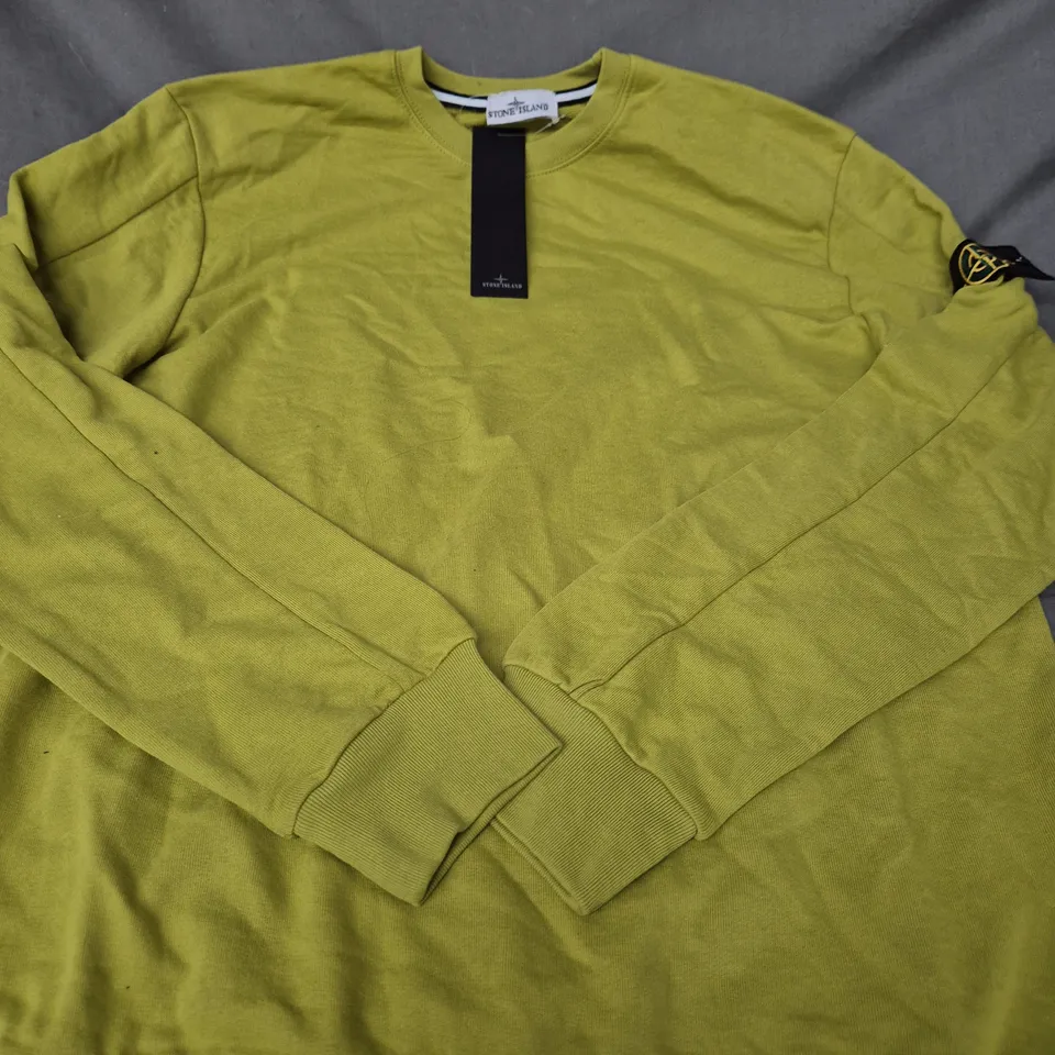 STONE ISLAND LIME GREEN SWEATSHIRT – CREWNECK, SIZE L
