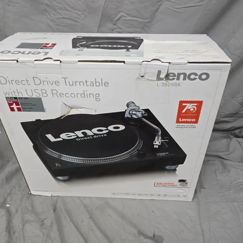 LENCO L-3809BK DIRECT DRIVE TURNTABLE WITH USB RECORDING – BOXED