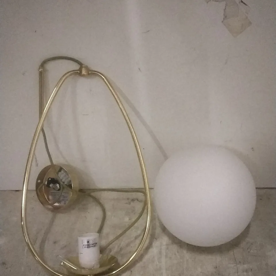 BOXED SEARCHLIGHT 1 LIGHT BALL PENDANT GOLD WITH OPAL GLASS (GOLD/WHITE)