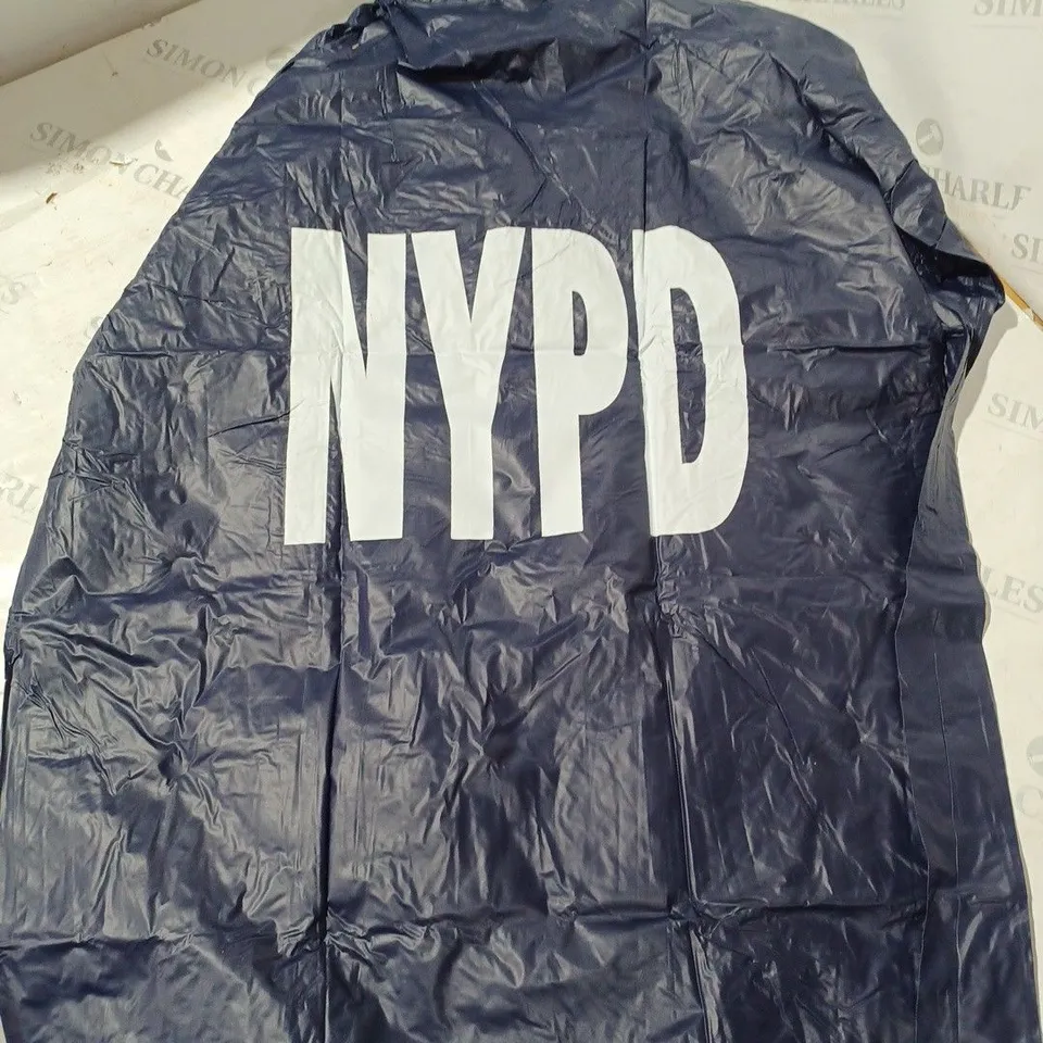 BOX OF APPROX 50 PVC RAINCOAT WITH NYPD LOGO - SIZES UNSPECIFIED 