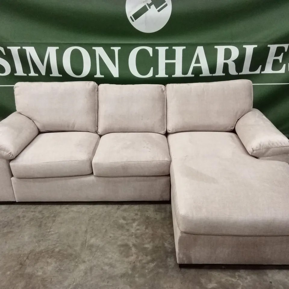 ELIZA RIGHT HAND 3 SEATER FABRIC CHAISE SOFA - BEIGE RRP £1149