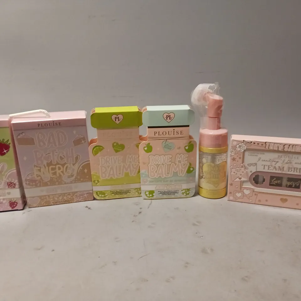 6 PLOUISE PRODUCTS TO INCLUDE DRIVE ME BALMY, CAKE IT ON, AND TEAM BRIDE ETC.