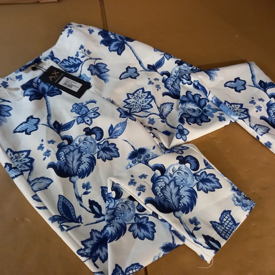 AX PARIS WHITE WITH BLUE FLORAL TROUSERS - 10