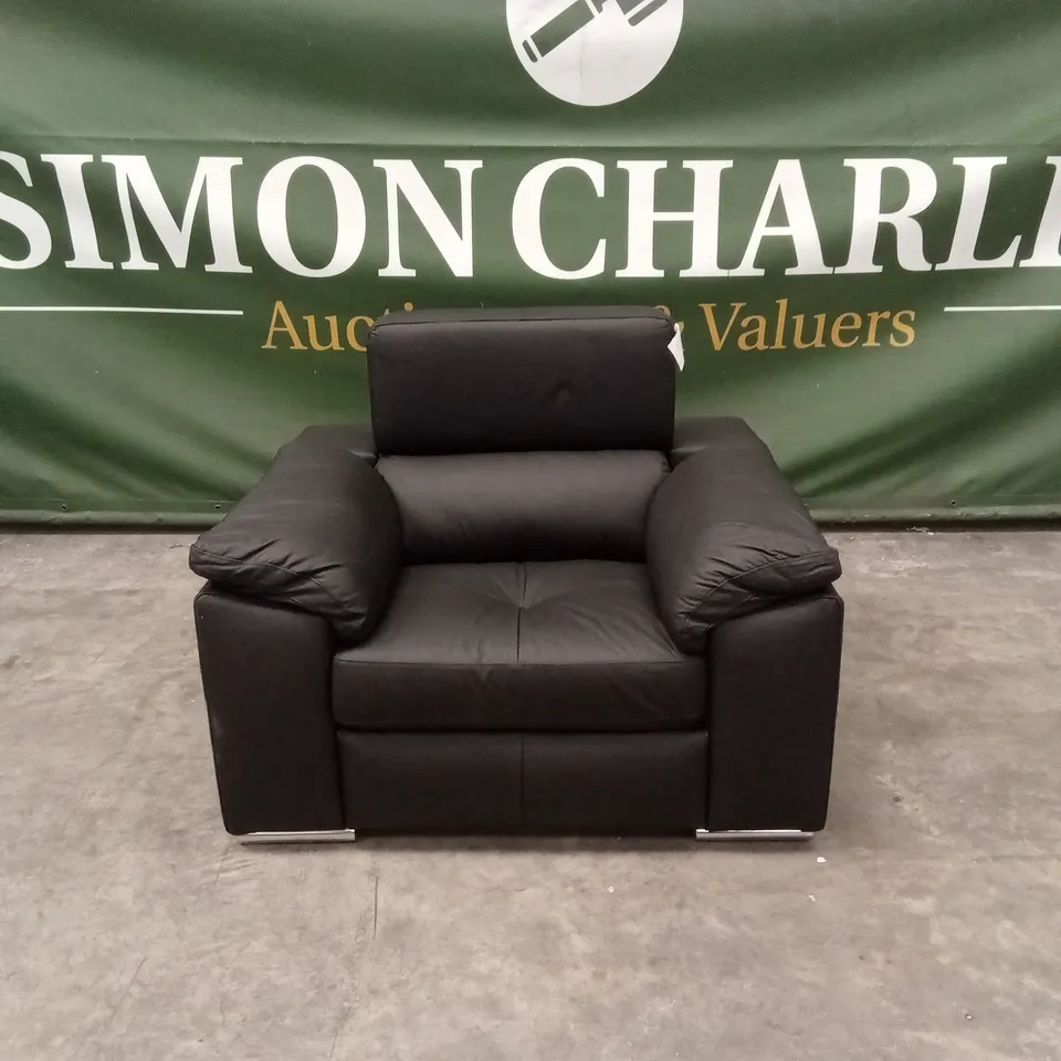 BRADY 100% PREMIUM LEATHER ARMCHAIR - BLACK RRP £729