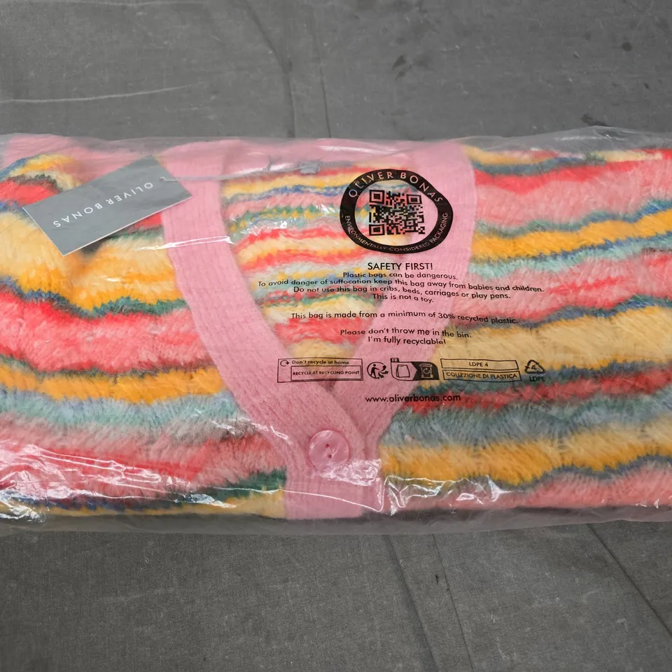 OLIVER BONAS MULTI BASKET WEAVE CARDIGAN – ORANGE (UK WOMEN'S, UK 12)