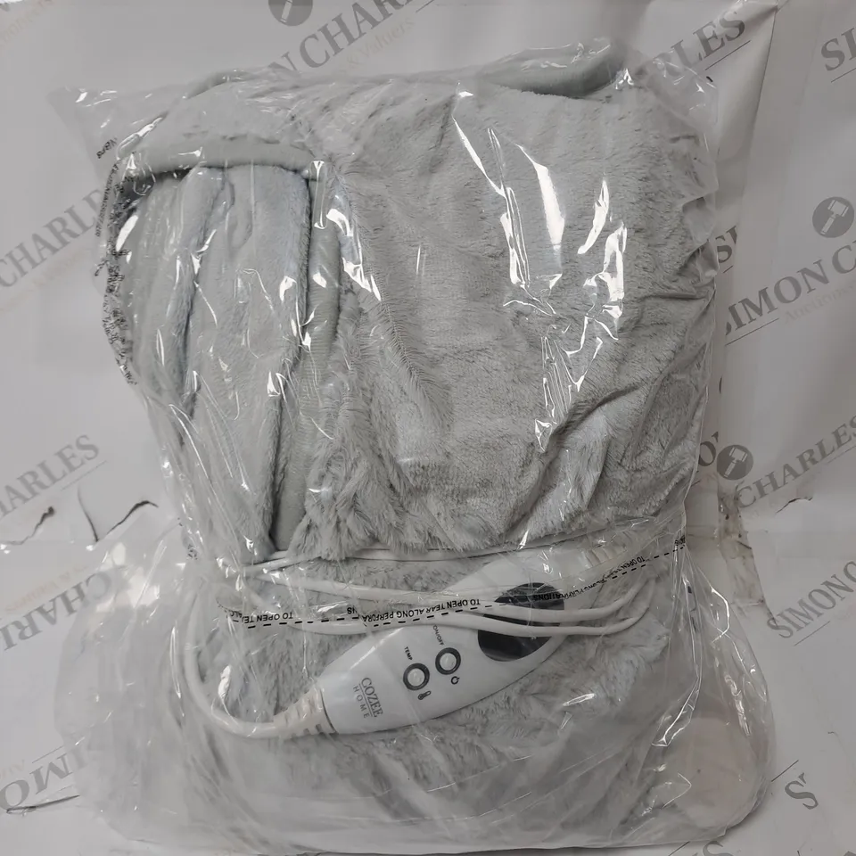 BOXED COZEE HOME VELVET SOFT HEATED BLANKET IN GREY