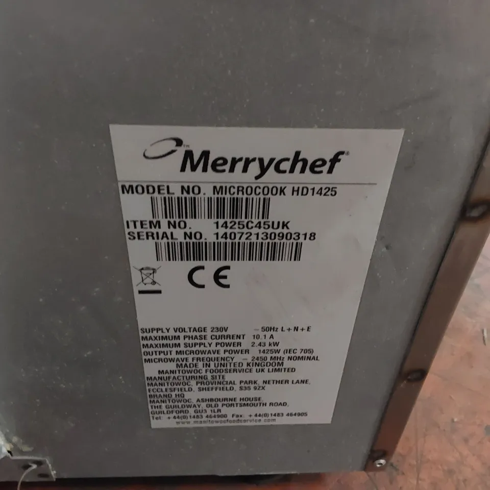 MERRYCHEF MICROCOOK HD 1425 COMMERCIAL MICROWAVE - THE DOOR IS MISSING