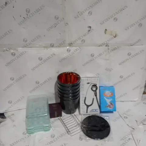 box of assorted household items to include ice cube moulds, drying rack, mold cleaner etc