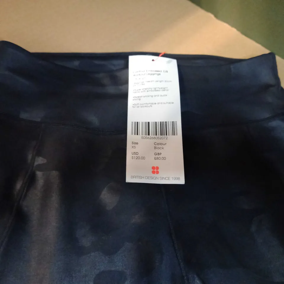 SWEATY BETTY BLACK CONTOUR 7/8 WORKK OUT LEGGINGS - XS