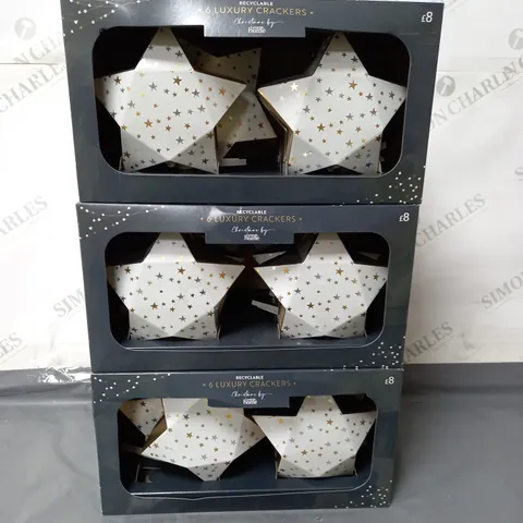 LOT OF 3 PACKS OF CHRISTMAS BY GEORGE HOME 6 CHRISTMAS CRACKERS STARS