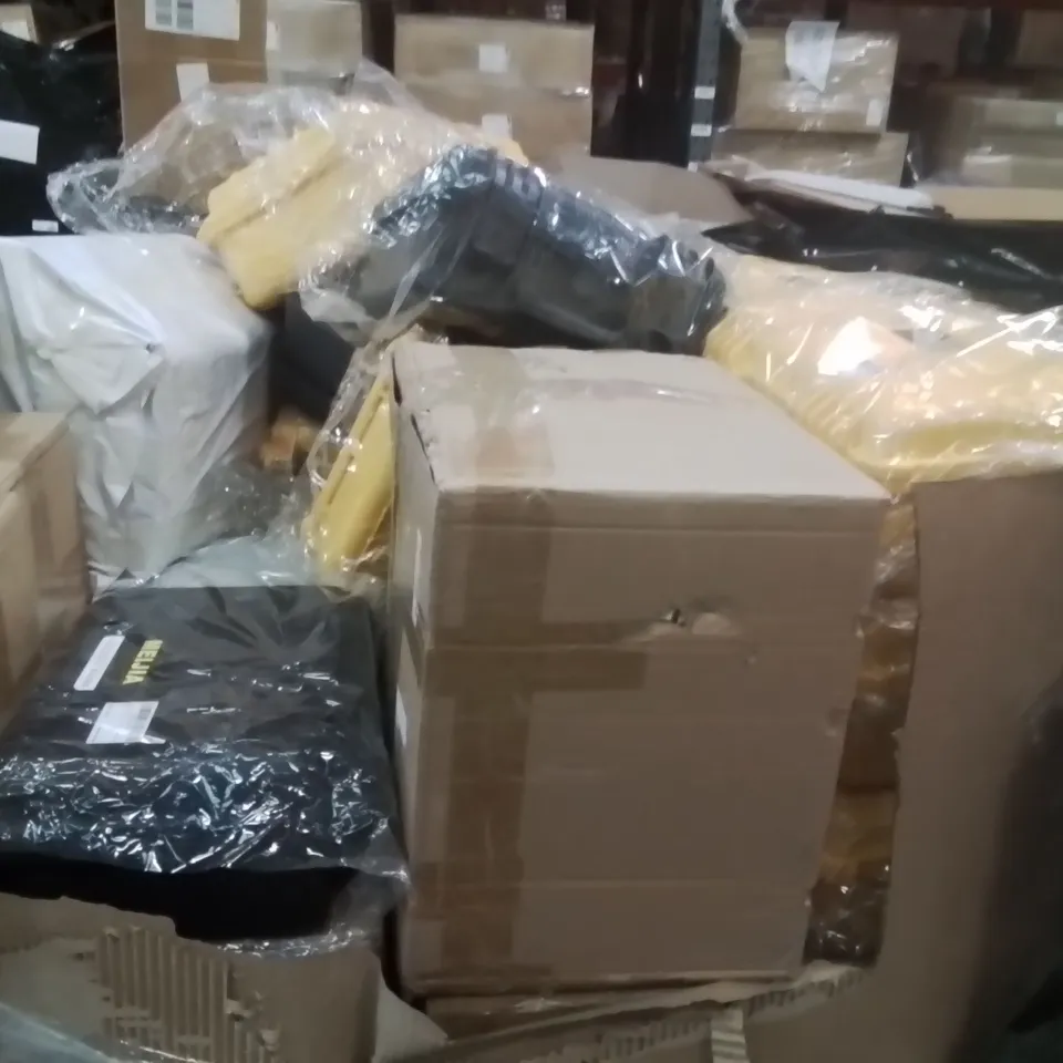 PALLET OF ASSORTED HOUSEHOLD GOODS AND PRODUCTS TO INCLUDE;MEIJA TOOL BOX,CASTING ROD