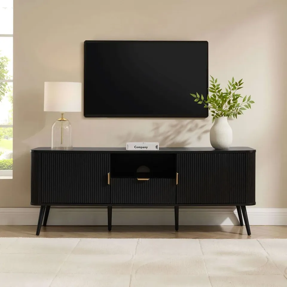 BOXED DUSK HATTIE TV UNIT FOR TVS UP TO 65" - BLACK