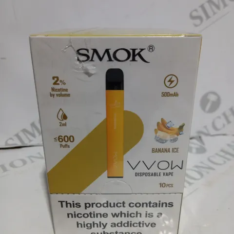 BOXED CELLOPHANE-WRAPPED SMOK VVOW DISPOSABLE VAPES- BANANA ICE