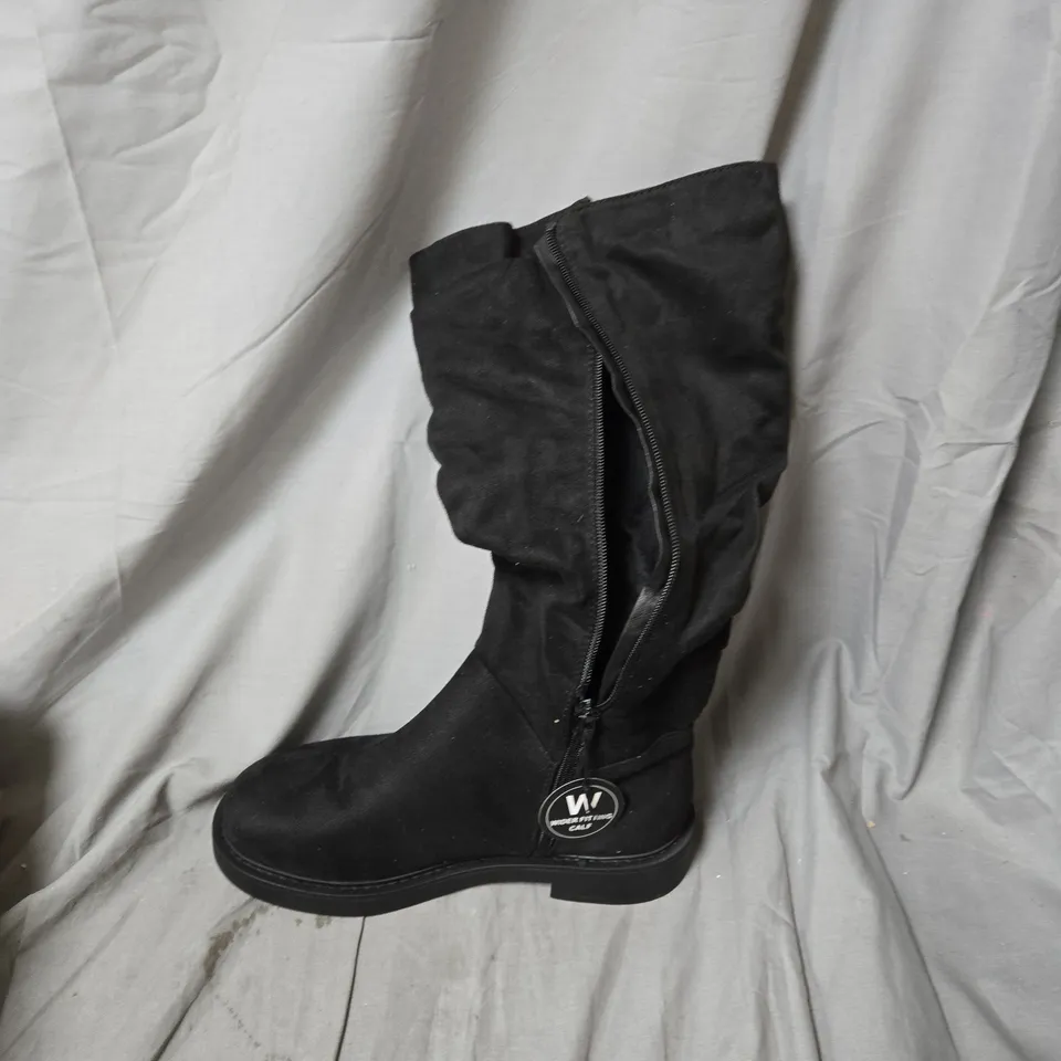 WOMEN'S BLACK KNEE-HIGH SLOUCH BOOT WITH INNER ZIP - UK SIZE 6 WIDER FIT