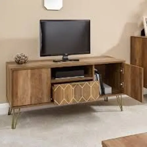 BOXED GFW ORLEANS 2 DOOR SINGLE DRAWER MANGO YELLOW TV STAND (1 BOX)