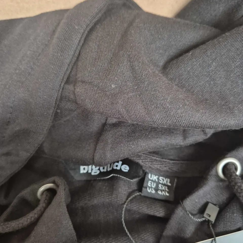 BIGDUDE MEN'S ZIP HOODIE – UK 5XL (EU 5XL, US 4XL) – BLACK