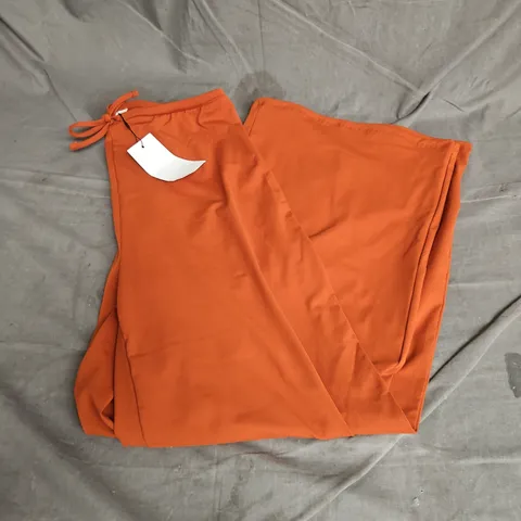 ZARA DRAWSTRING WIDE LEG TROUSERS IN RUST SIZE M