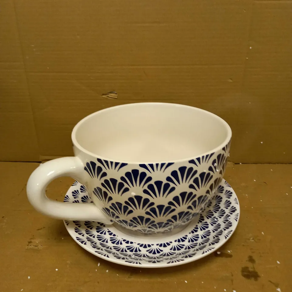 JENNINGS CUP & SAUCER PLANTER - BLUE