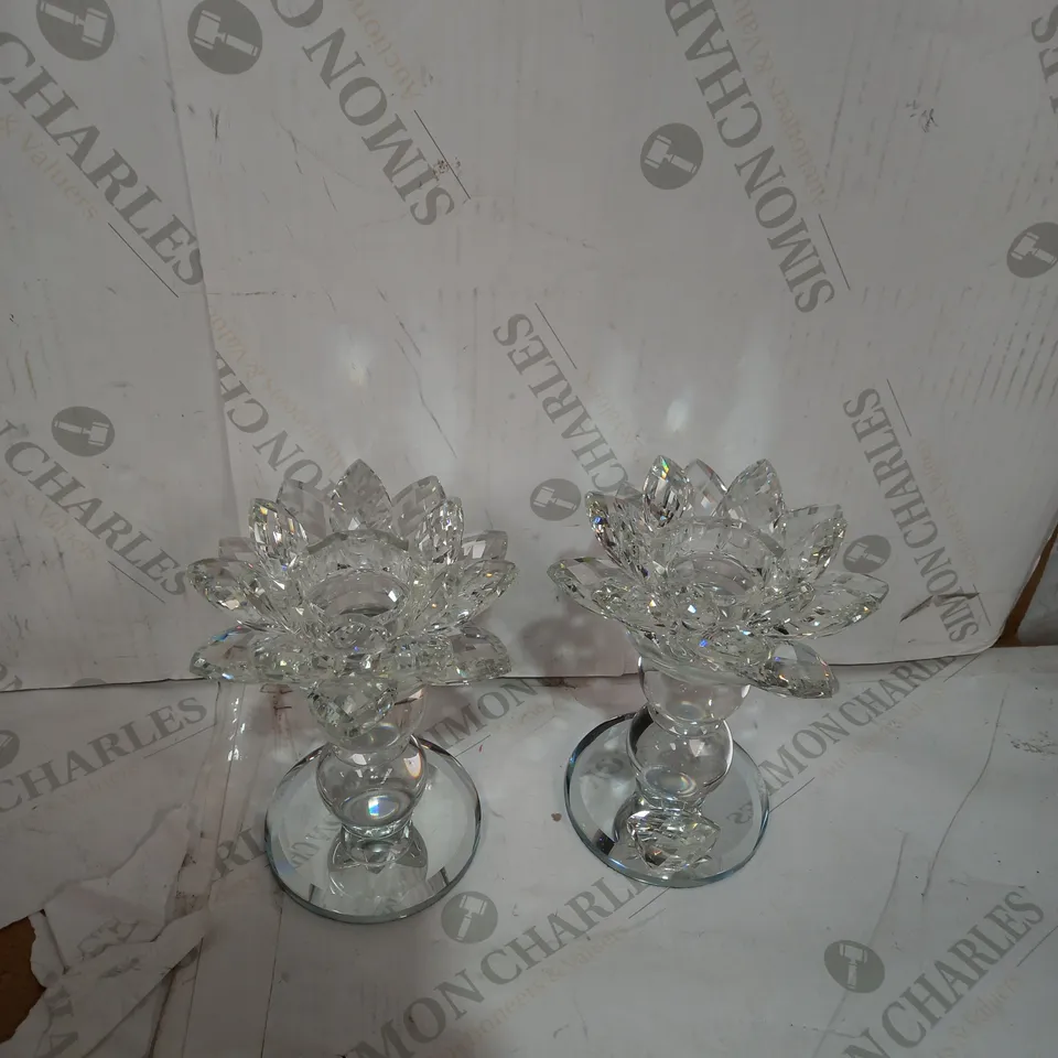 JM BY JULIEN MACDONALD CRYSTAL LOTUS FLOWER TEALIGHT HOLDERS GIFT SET