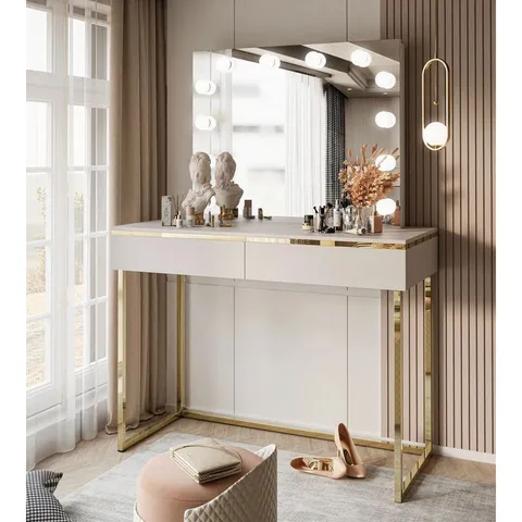 BOXED EASTPORT DRESSING TABLE WITH MIRROR