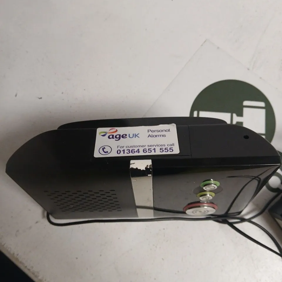 AGE UK PERSONAL ALARM UNIT – BLACK WITH MAINS ADAPTOR