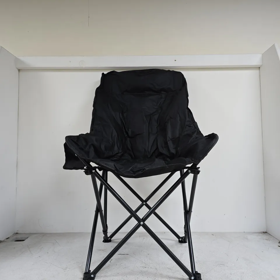 LIVMORE BLACK FOLDING CAMPING CHAIR – PORTABLE OUTDOOR SEATING