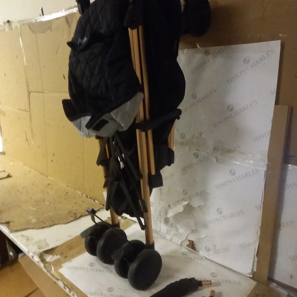 MY BABIIE BILLIE FAIERS MB51 ROSE GOLD BLACK AND GREY QUILTED STROLLER RRP £169.99