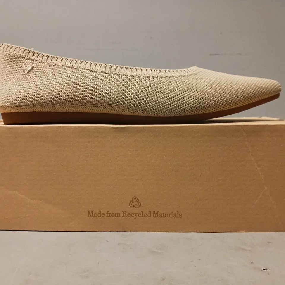 BOXED PAIR OF VIVAIA POINTED TOE SLIP-ON SHOES IN ALMOND EU SIZE 38