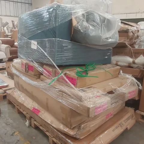 PALLET CONTAINING A VERY LARGE QUANTITY OF ASSORTED DESIGNER FURNITURE PARTS INCLUDING: SOFA PARTS, BED PARTS ECT