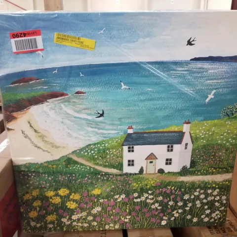 SEASIDE COTTAGE BY JO GRUNDY - WRAPPED CANVAS PAINTING 