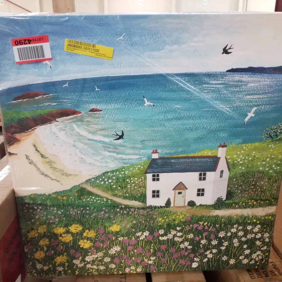 SEASIDE COTTAGE BY JO GRUNDY - WRAPPED CANVAS PAINTING 