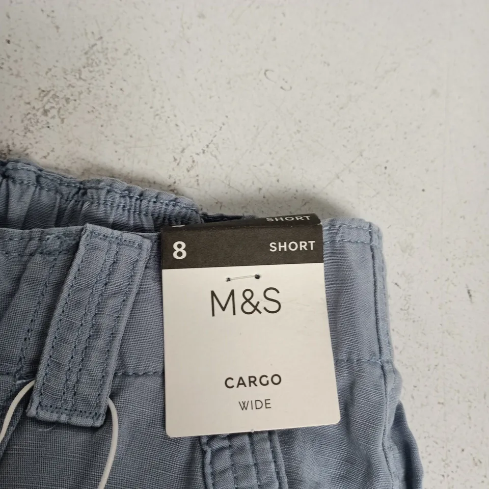 M&S CARGO WIDE TROUSERS, UK 8 SHORT – LIGHT BLUE