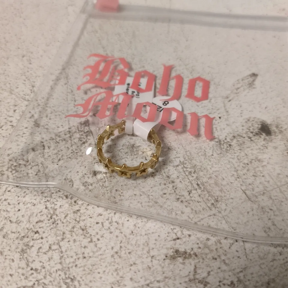 BOHO MOON N GOLD-TONE RING WITH STAR MOTIF – UK SIZE 8