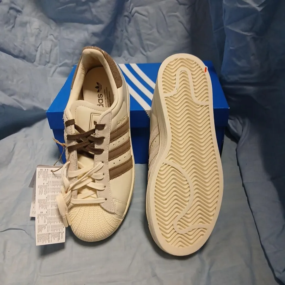 ADIDAS SUPERSTAR II W WOMEN'S SNEAKERS – UK 7 (US 8.5, EU 40 2/3) WHITE WITH BROWN SUEDE STRIPES